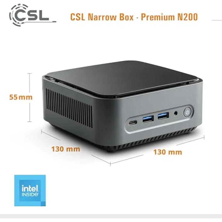 CSL Narrow Box Premium, Mini-PC mit Intel N200, 16 GB RAM, 500 GB SSD, Intel UHD Graphics, Schwarz – Bild 2