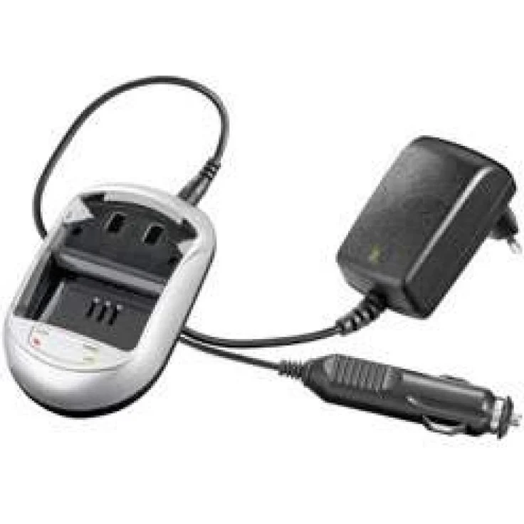 AccuCell Schnell-Ladegerät für Samsung SLB-0837, kompatibel mit Digimax L50 und weiteren Fuji Modellen, inkl. 100-240V Netzteil und 12V Autoadapter