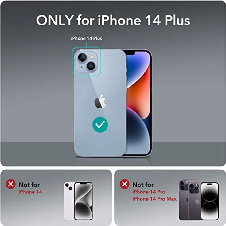 ESR für iPhone 14 Plus Hülle, Classic Ständer handyhülle, klare Hülle mit Ständer, Militärnorm Schutz Case, integrierter Kamera Ringständer, Kratzfeste Acryl-Rückseite, Klar – Bild 2