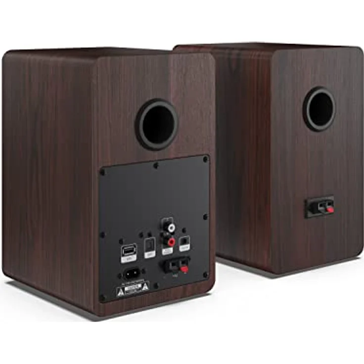 SHARP CP-SS30 2-Wege-Lautsprecher aktiv, 60 Watt (2x30 W) Holzgehäuse (Bluetooth 5.0, USB, Optisch, AUX, Cinch), Bass- und Höheneinstellung, abnehmbare Gitter, Fernbedienung, braun – Bild 3