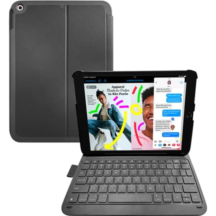 DEQSTER Slim PRO Keyboard 10,2" für iPad 10,2" (7./8./9. Gen.) - Ultraleichtes Design - Bluetooth - QWERTZ - Deutsches Layout – Bild 2
