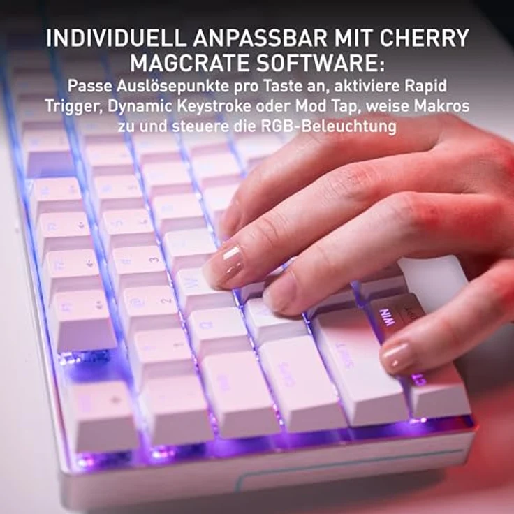CHERRY XTRFY MX 8.2 Pro TMR, Wireless Gaming-Tastatur mit Tenkeyless Design, CHERRY MK Crystal Switches, 2,4 GHz Funk, Bluetooth und kabelgebunden, PBT-Tastenkappen – Bild 6