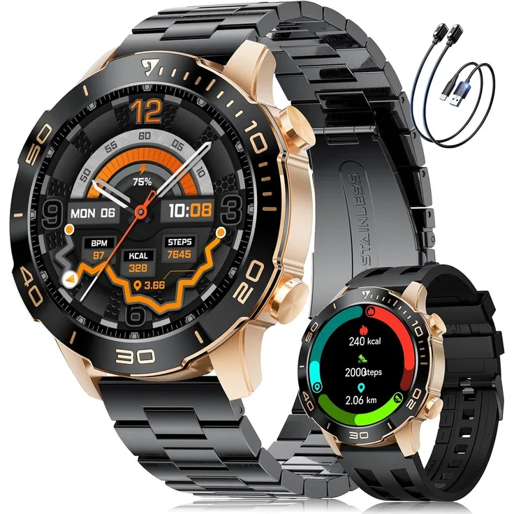 LIGE AMOLED Smartwatch, 1,43'' Display mit Anruffunktion, 170+ Sportmodi, IP68, Gesundheits-Tracking und langer Akkulaufzeit