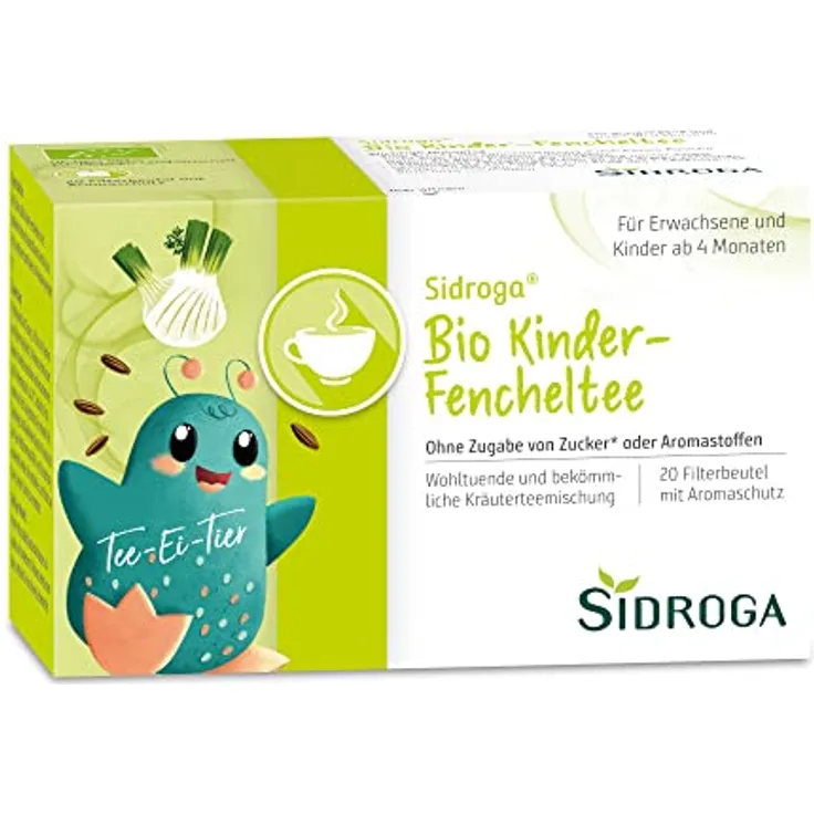 Sidroga Bio Kdr Fencheltee, Kräutertee für Kinder mit Fenchel und Anis, 20 Filterbeutel à 2,0 g