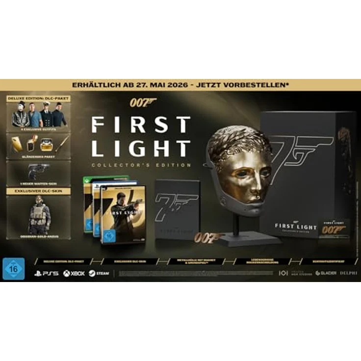 IO INTERACTIVE PS5 007 FIRST LIGHT COLLECTORS EDITION – Deluxe Edition mit DLC Paket, lebensgroßer Maskennachbildung und Echtheitszertifikat – Bild 1