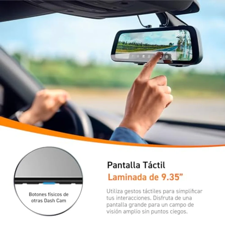 70mai S500 Spiegel Dashcam (WLAN (Wi-Fi), Mit 1080P Rückfahrkamera, 9.35'' IPS TouchScreen, IMX675 Bildsensor, G-Sensor, HDR) – Bild 3