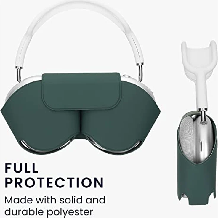 kwmobile Hülle kompatibel mit Apple Airpods Max Case - weiche Kopfhörer Tasche - Etui aus Polyester - Cover in Grün – Bild 4