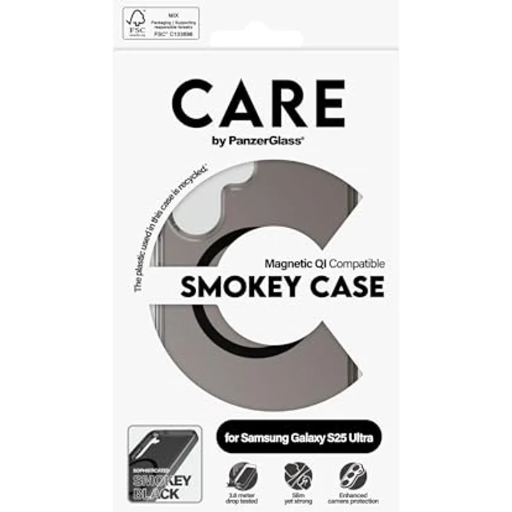 Panzerglass Care Flaggschiff-Schutzhülle für Samsung Galaxy S25 Ultra, schlank und stark, Anti-Vergilbungsgarantie, verbessertem Kameraschutz, Qi-kompatibel, Schwarz – Bild 4