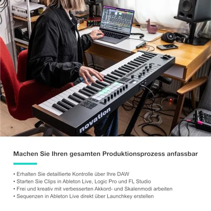Novation Launchkey 61 [MK4] – USB/MIDI-Controller-Keyboard mit 61 halb gewichteten Tasten, DAW-Integration, 8 Drum-Pads und Arpeggiator, inkl. Musikproduktions-Software-Bundle – Bild 2