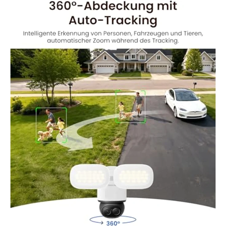 Reolink TrackFlex Floodlight WiFi, 4K Wi-Fi 6 PTZ Überwachungskamera mit 3000 Lumen Flutlicht, Auto-Tracking-Zoom, 270° PIR-Erkennung, WLAN Kamera für Outdoor mit Lokaler KI-Videosuche – Bild 3