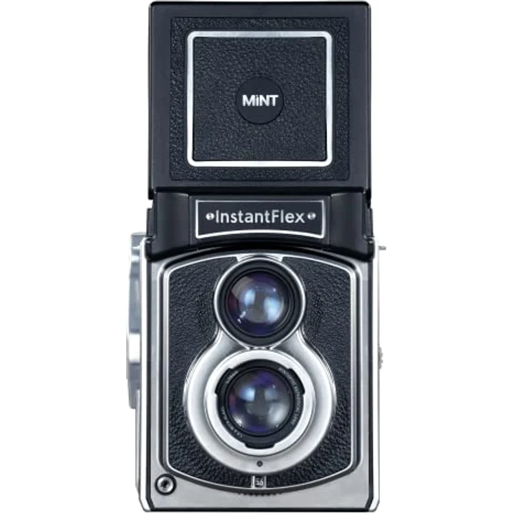 MINT InstantFlex TL70.Plus Sofortbildkamera für Fuji Instax Square Filme mit manueller Scharfeinstellung, Zweiäugiger Spiegereflex-Kamera, integriertem Blitz - Schwarz – Bild 1