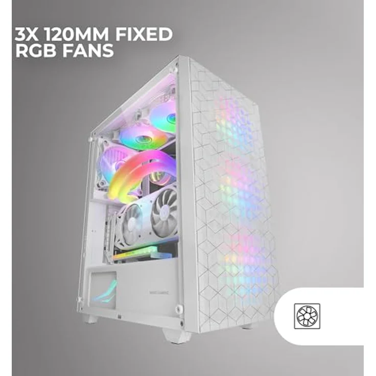 MARSGAMING MC-MAG ATX-Gaming-Gehäuse, Vollverglast mit 3X 120mm FRGB-Lüftern, 360mm Flüssigkeitskühlung, Weiß – Bild 4