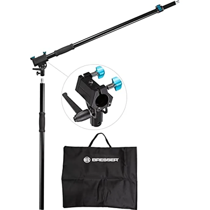 Bresser Fotostudio Galgenarm 110-116BM, Teleskop Querausleger mit 3 Sektionen und gepolsterten Handgriffen, schwarz – Bild 2