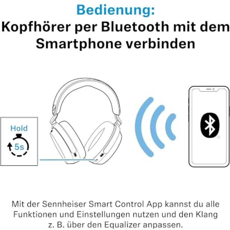 SENNHEISER MOMENTUM 5, Over-ear Kopfhörer mit Noise Cancellation und 57 Stunden Akkulaufzeit, Bluetooth Schwarz – Bild 12