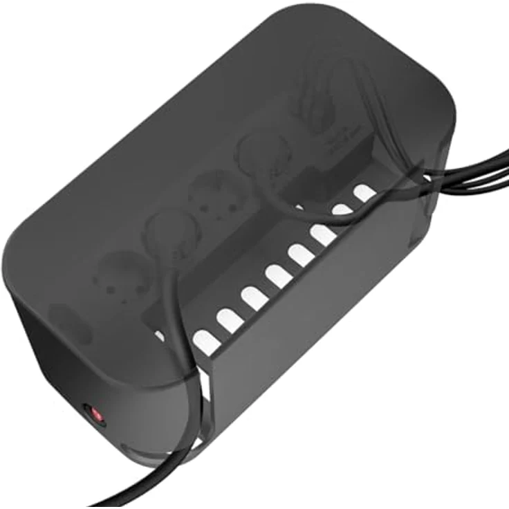 LogiLink LPS282U - Kabelbox mit 5-Fach-Steckdosenleiste inkl. 3X USB, Schwarz – Bild 3