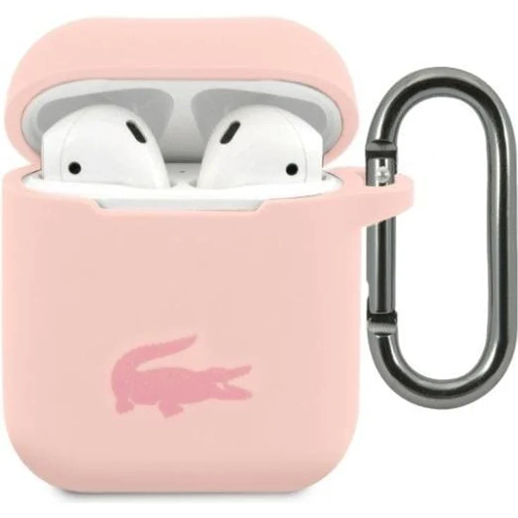 Lacoste LCA2SI AirPods cover różowy/pink Silicone (Kopfhörer Tasche), Kopfhörertasche + Schutzhülle, Pink