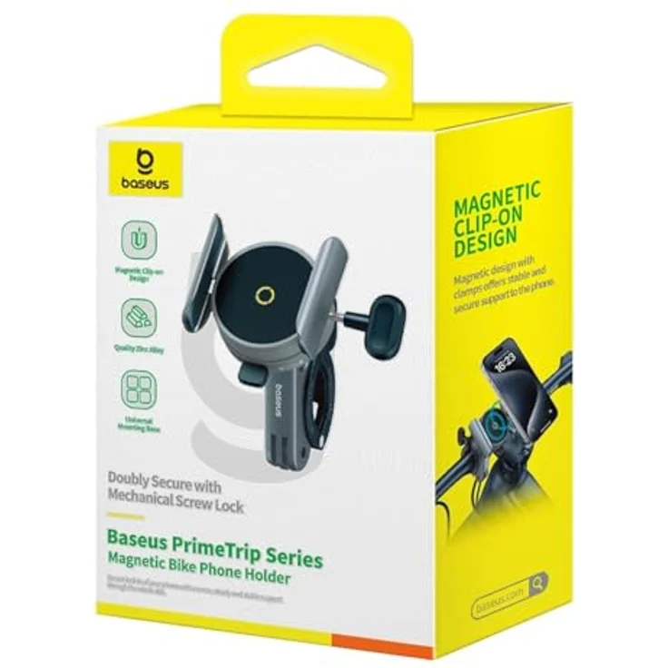 Baseus PrimeTrip Series, Smartphone Halterung für Velotouren, Schwarz, mit N52 Neodym-Magneten und Schraubklemmverschluss, für Lenkstangen 20-35 mm und Smartphones 5,2"-7,2" – Bild 6