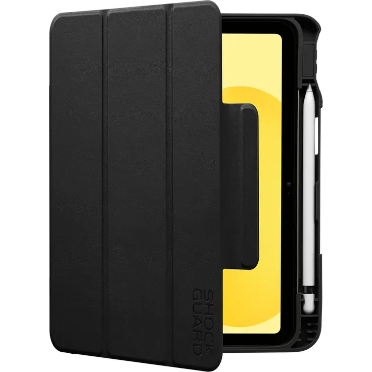 Shockguard The Ultra iPad 10. Gen. & A16 Folio Case, robuster Schutz mit verstärkten Ecken und integriertem Stifthalter, schwarz