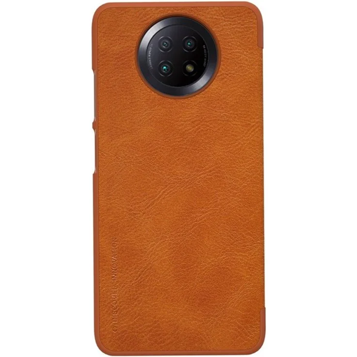 Nillkin Qin Leather Holster Case für Xiaomi Redmi Note 9T 5G, elegantes Braun, Lederqualität, seitlich öffnend, präzise Ausschnitte für Anschlüsse