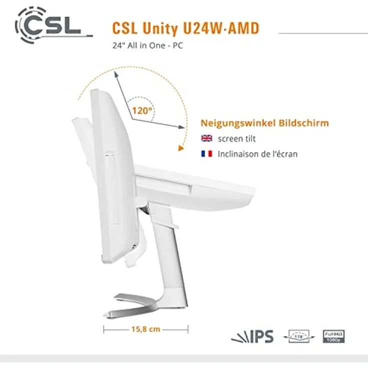 CSL-Computer All-in-One-PC Unity U24W-AMD, weiß, 60,5 cm (23,8 Zoll, Full HD) - Leistungsstarker AIO (AMD Ryzen 7 5700G CPU 8x3800 MHz, 1000 GB SSD, 16 GB DDR4-RAM, Windows 11 Pro) – Bild 3