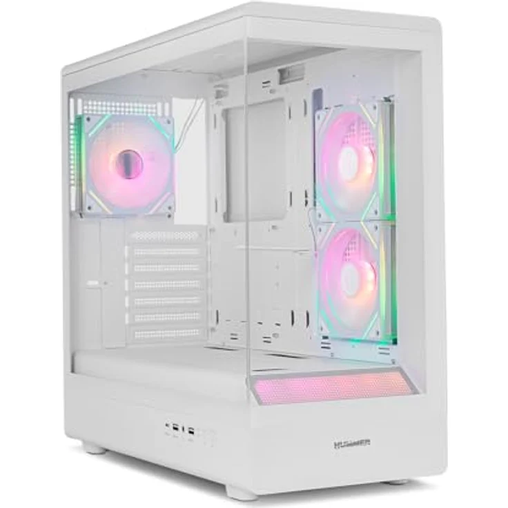 NOX Semitorre Hummer Signal ARGB, Midi Tower PC-Gehäuse in Schwarz mit gehärtetem Glas und RGB-Beleuchtung, ATX/Micro ATX kompatibel – Bild 3