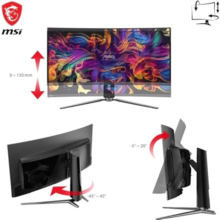 MSI MAG 341CQPA QD-OLED, 34-Zoll UWQHD Curved Gaming Monitor, 175 Hz, 0,03 ms, 99% DCI-P3, DisplayHDR True Black 400, HDMI 2.1, USB Typ C – Bild 5