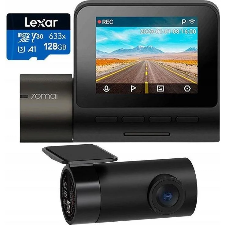 70mai Dashcam A200, Dual 1080p 60fps, WiFi, HDR, 2 Zoll, 130° Weitwinkel, Schwarz