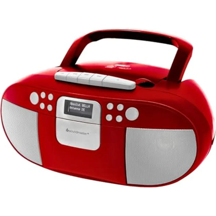 Soundmaster SCD7800 tragbares Digitalradio CD-Player Kassettenspieler Hörbuchfunktion DAB+ UKW-Radio USB-Anschluss Kopfhöreranschluss, rot – Bild 1