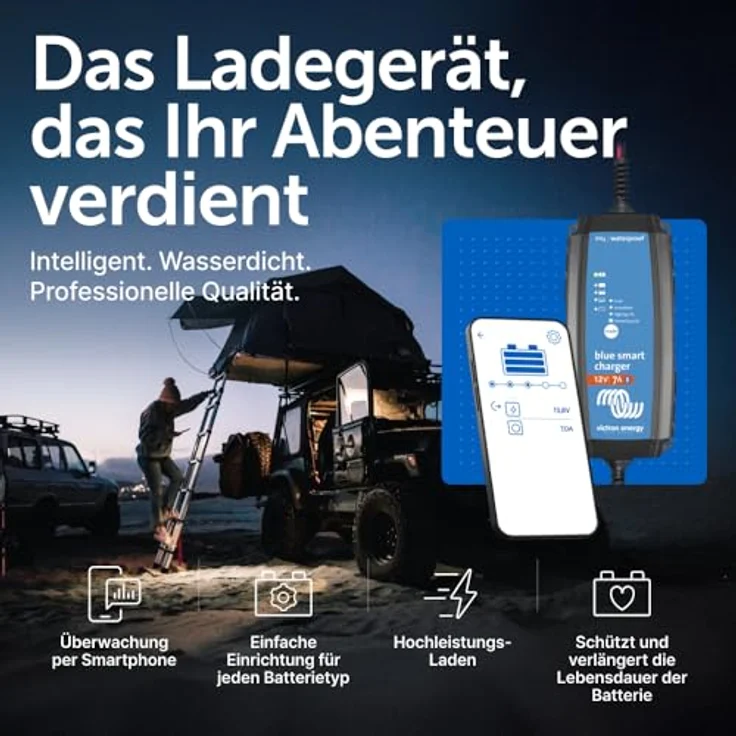 Victron Energy Blue Smart IP65 Bleiakku-Ladegerät, 7A mit Bluetooth Smart und adaptivem Batterie-Management, wasserdicht – Bild 2