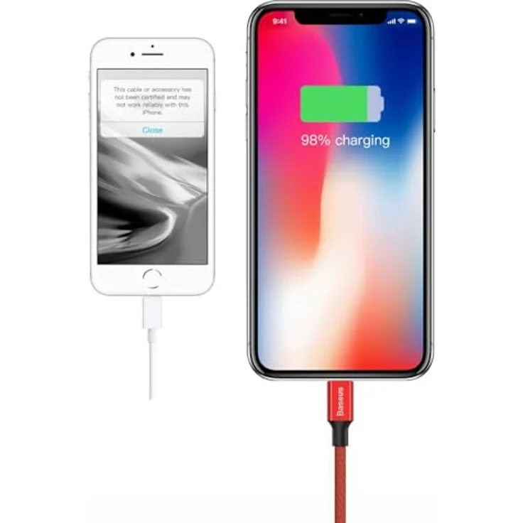 Baseus Yiven USB / Lightning Ladekabel, Textilkabel 1,8m in Rot, schnelles Laden 2A, verstärkte Verbindung, Datenübertragung – Bild 7