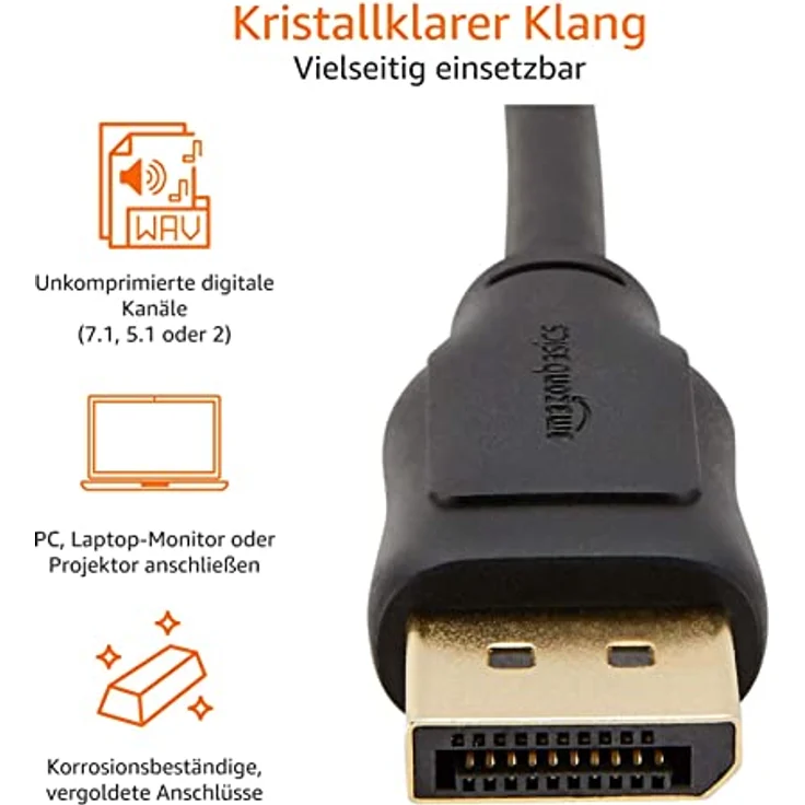 AmazonBasics - Verbindungskabel, DisplayPort auf DisplayPort, 1,8 m - Preisvergleich – Bild 2