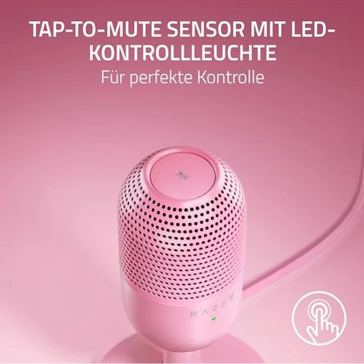 Razer Seiren V3 Mini - Ultrakompaktes USB-Mikrofon (14mm Supernieren Kondensatormikrofon, Tap-to-Mute-Sensor mit LED-Anzeige, integrierter Stoßdämpfer, Plug-and-Play Design) Quartz – Bild 4