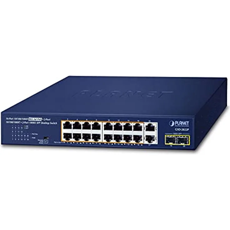 Planet 16-Port 10/100/1000T 802.3at PoE + 2-Port 10/100/1000T +, W125832707 (PoE + 2-Port 10/100/1000T + 2-Port 1000X SFP Unmanaged Gigabit Ethernet Switch 16-Port 10/100/1000T)