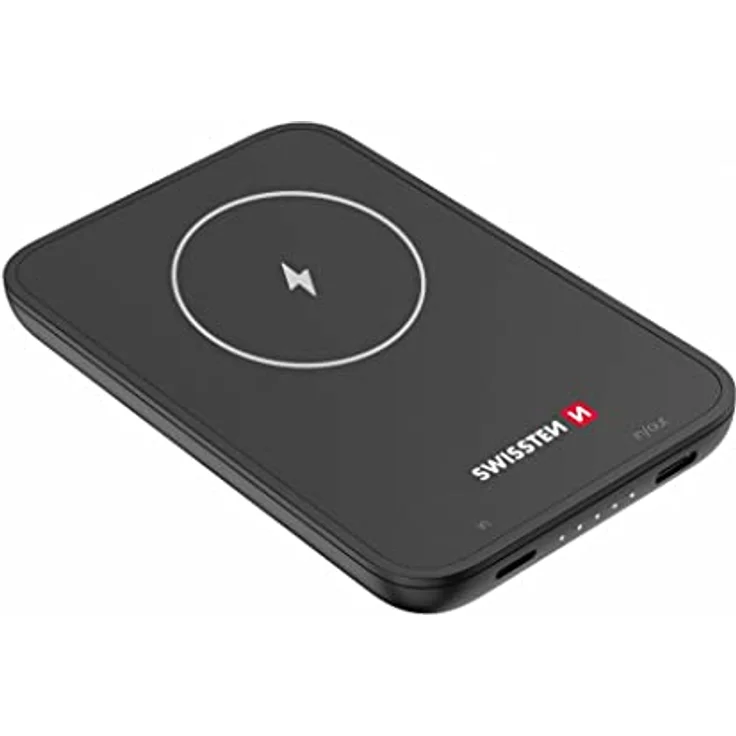 Swissten 5000mAh MagSafe Powerbank mit Magnet- und Klebepad, USB-C 20W – Schwarz – Bild 2