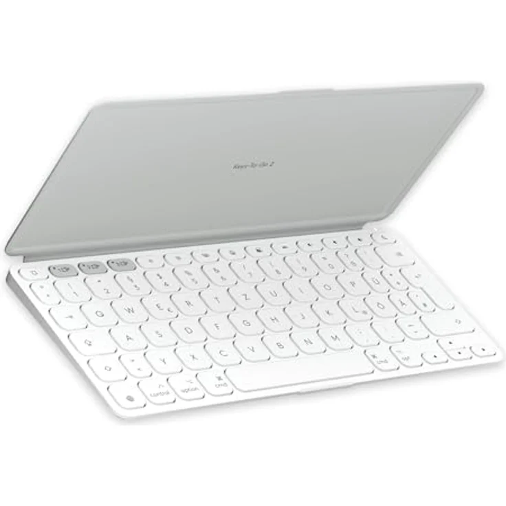 Logitech Keys-To-Go 2, mobile kabellose Tastatur für iPad mit integriertem Schutzcover, schlanke und kompakte, DEU QWERTZ-Layout - Hellgrau – Bild 1