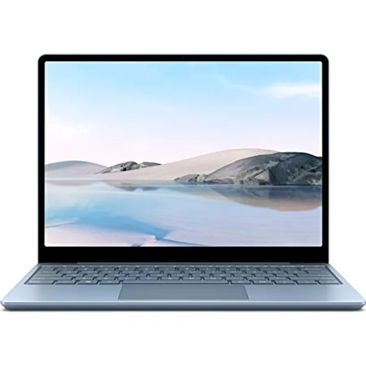 Microsoft Surface Laptop Go (Windows 10, 12,45 Zoll Touchscreen, Intel Core i5, 8 GB RAM, 256 GB SSD, französische AZERTY-Tastatur) – Glacier Blue – Der leichteste Laptop