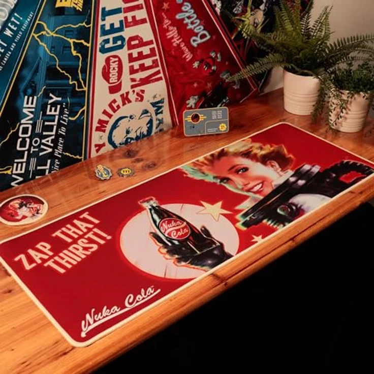 Fanattik Gaming Mauspad Fallout, Schreibtischunterlage mit Untersetzer Nuka-Cola, 80 x 30 cm – Bild 6