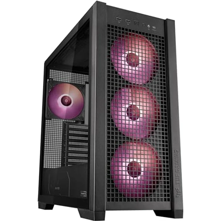 ASUS TUF Gaming GT302 TG ARGB Black, PC Gehäuse mit 3x 140 mm Lüftern, Schwarz – Bild 1