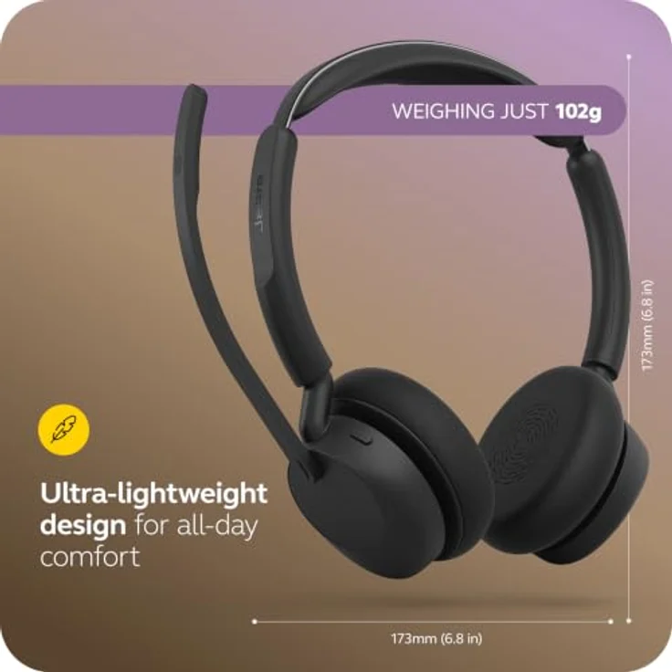 Jabra Evolve3 45 Stereo, LINK 390a, kabelloses On Ear Headset mit Bluetooth®, drei Mikrofonen, schwarz – Bild 5