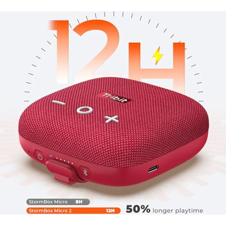 Tribit Bluetooth Portable Lautsprecher StormBox Micro 2 IP67 wasserdichte, kabelloses Stereo-Pairing, integrierter XBass - ideal für Outdoor-Reisen und Radfahren – Bild 4