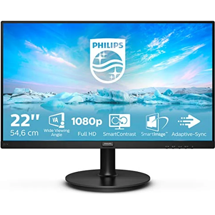 Philips V-line 221V8A - 21,5 Zoll, Full HD (1920 x 1080 Pixel), VA-Panel, 75Hz, 4ms, 200cd-m² (221V8A-00) – Bild 3