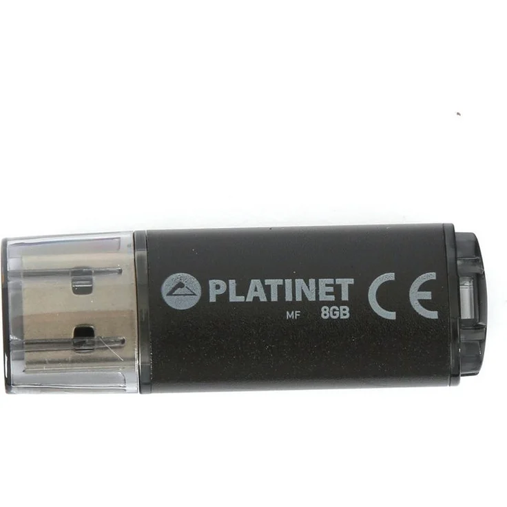 Platinet PMFE8B USB-Stick, 8 GB USB 2.0 mit Aluminiumgehäuse, schwarz