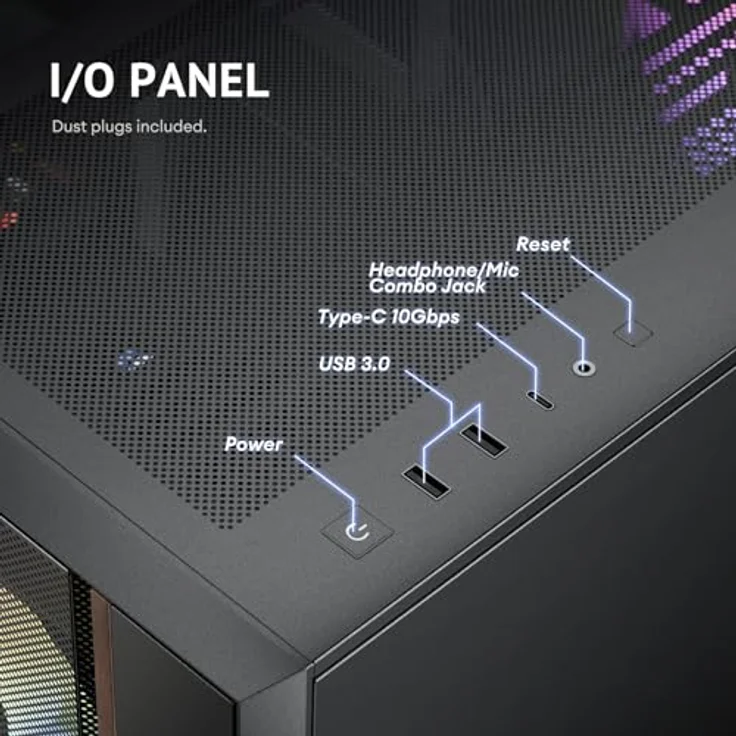 Antec FLUX Rear Midi Tower PC Gehäuse, ATX/Micro-ATX/ITX, schwarz, mit RGB-Beleuchtung und verbessertem Kabelmanagement – Bild 18