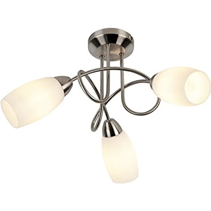 Qazqa - Klassisch I Antik Klassische Deckenlampe Stahl I Silber nickel matt 3-flammig Lichter - Fortress I Wohnzimmer I Schlafzimmer - Stahl Rund - LED geeignet E14