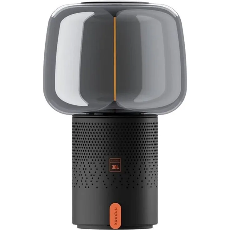 Kooduu Serena Play, Tragbare Bluetooth-Lautsprecherlampe mit SOUND BY JBL und warmem LED-Licht, Metallic Anthracite