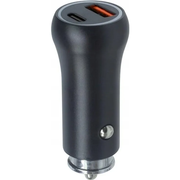 Setty Kfz-Ladegerät CC-AC-201, USB-A & USB-C 20W Schnellladegerät mit 2 Anschlüssen, Schwarz