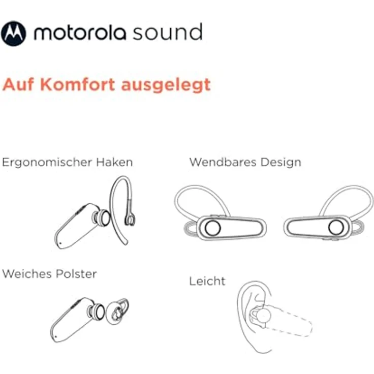 Motorola HK126 In Ear Headset, kabellos Bluetooth® mit 8 Stunden Sprechzeit, Schwarz – Bild 7