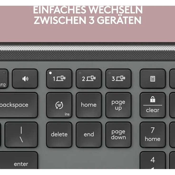 Logitech Signature Slim K950 kabellose Tastatur, schlankes Design, Wechseln zwischen Geräten beim Tippen, leises Tippen, Bluetooth, Multi-OS, Windows, Mac, Chrome, DEU QWERTZ-Layout, Graphit – Bild 3