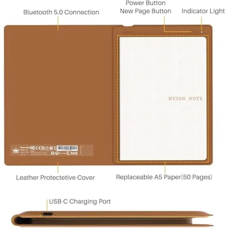 Huion Note X10, Grafiktablett mit echtem Papier, 5080 lpi, Bronze – Bild 7