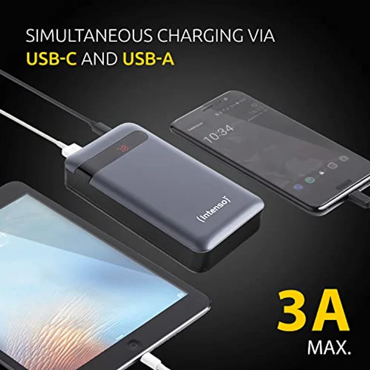 Intenso Powerbank PD 20000 - externer Akku mit Power Delivery & Quick Charge 3.0 (20000mAh, geeignet für Smartphone, Tablet, MP3 Player, Digitalkamera), Anthrazit – Bild 5